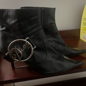 Dior Black Boots with Silver Logo Detail